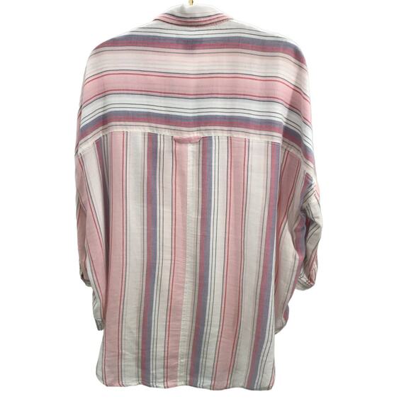 Pilcro Anthropologie The Boyfriend Striped Oversized Button Down Top XS/S - Picture 7 of 11